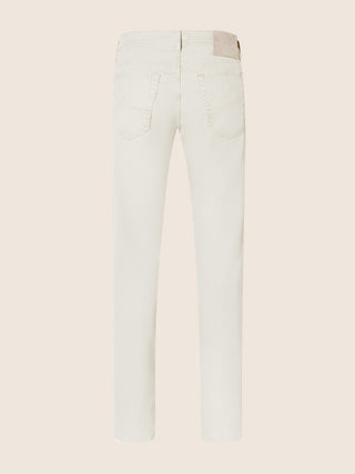 Bard Fast Regular-Slim 5 Pocket Pants in Off-White Honeycomb Stretch Cotton 3