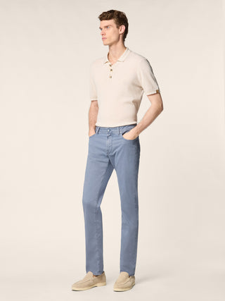 Bard Fast Regular-Slim 5 Pocket Pants in Blue Honeycomb Stretch Cotton 3