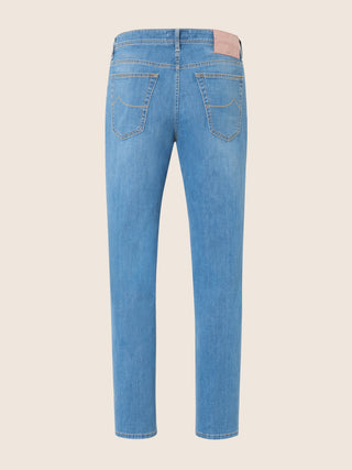 Scott Carrot Slim 5 Pocket Jeans in Light Blue Power Stretch Denim with Vintage Wash 3