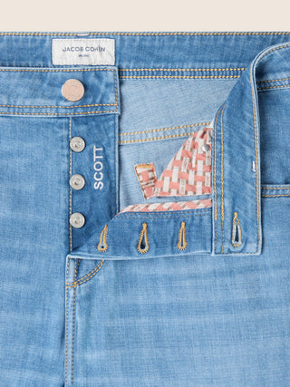 Jeans 5 tasche Scott carrot slim in denim power stretch blu chiaro lavaggio vintage 4