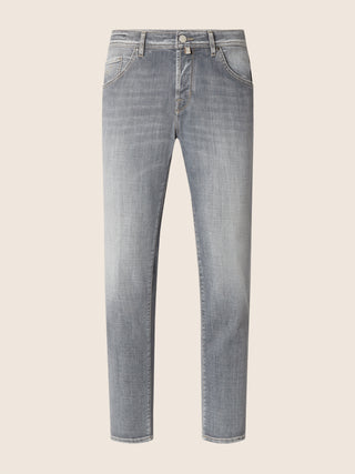 Scott Carrot Slim 5 Pocket Jeans in Light Black Super Stretch Denim with Vintage Wash