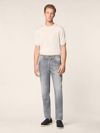 Scott Carrot Slim 5 Pocket Jeans in Light Black Super Stretch Denim with Vintage Wash 3
