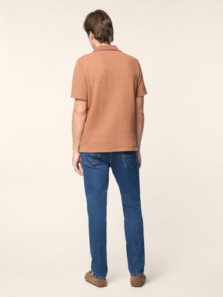 Jeans 5 tasche Scott carrot slim in denim super stretch blu scuro lavaggio rinse 4