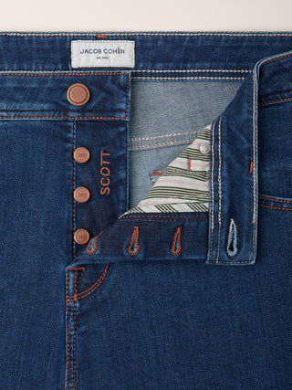 Jeans 5 tasche Scott carrot slim in denim super stretch blu scuro lavaggio rinse 5