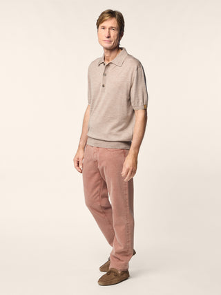 Edo Regular-Straight 5 Pocket Pants in Argan Oil Brown Cotton Bull 3