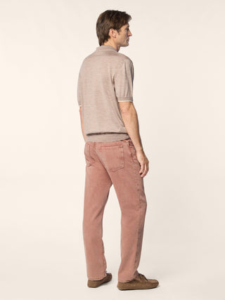Edo Regular-Straight 5 Pocket Pants in Argan Oil Brown Cotton Bull 4