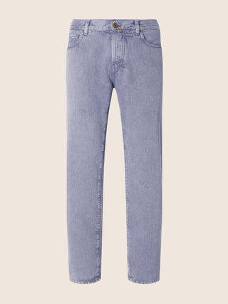 Edo Regular-Straight 5 Pocket Pants in Colony Blue Cotton Bull