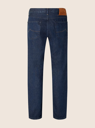 Edo Regular-Straight 5 Pocket Jeans in Blue Denim with Rinse Wash 3