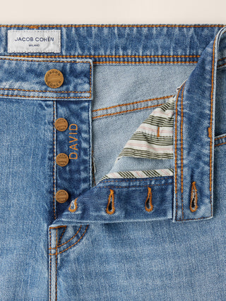 David Bootcut 5 Pocket Jeans in Medium Blue Comfort Denim with Vintage Wash 4