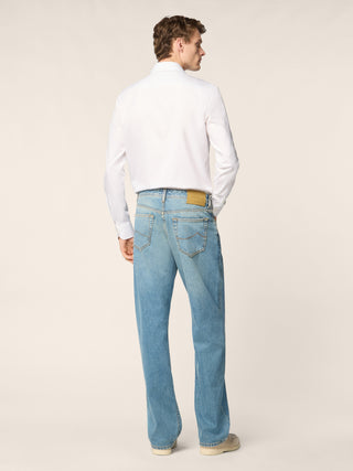 Chris Straight Jeans in Medium Blue Denim with Vintage Wash 4