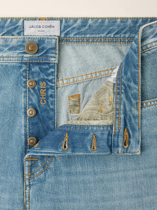 Chris Straight Jeans in Medium Blue Denim with Vintage Wash 5