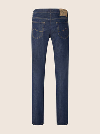 Bard Regular-Slim 5 Pocket Jeans in Dark Blue Power Stretch Denim with Rinse Wash 3
