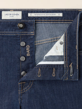 Bard Regular-Slim 5 Pocket Jeans in Dark Blue Power Stretch Denim with Rinse Wash 4