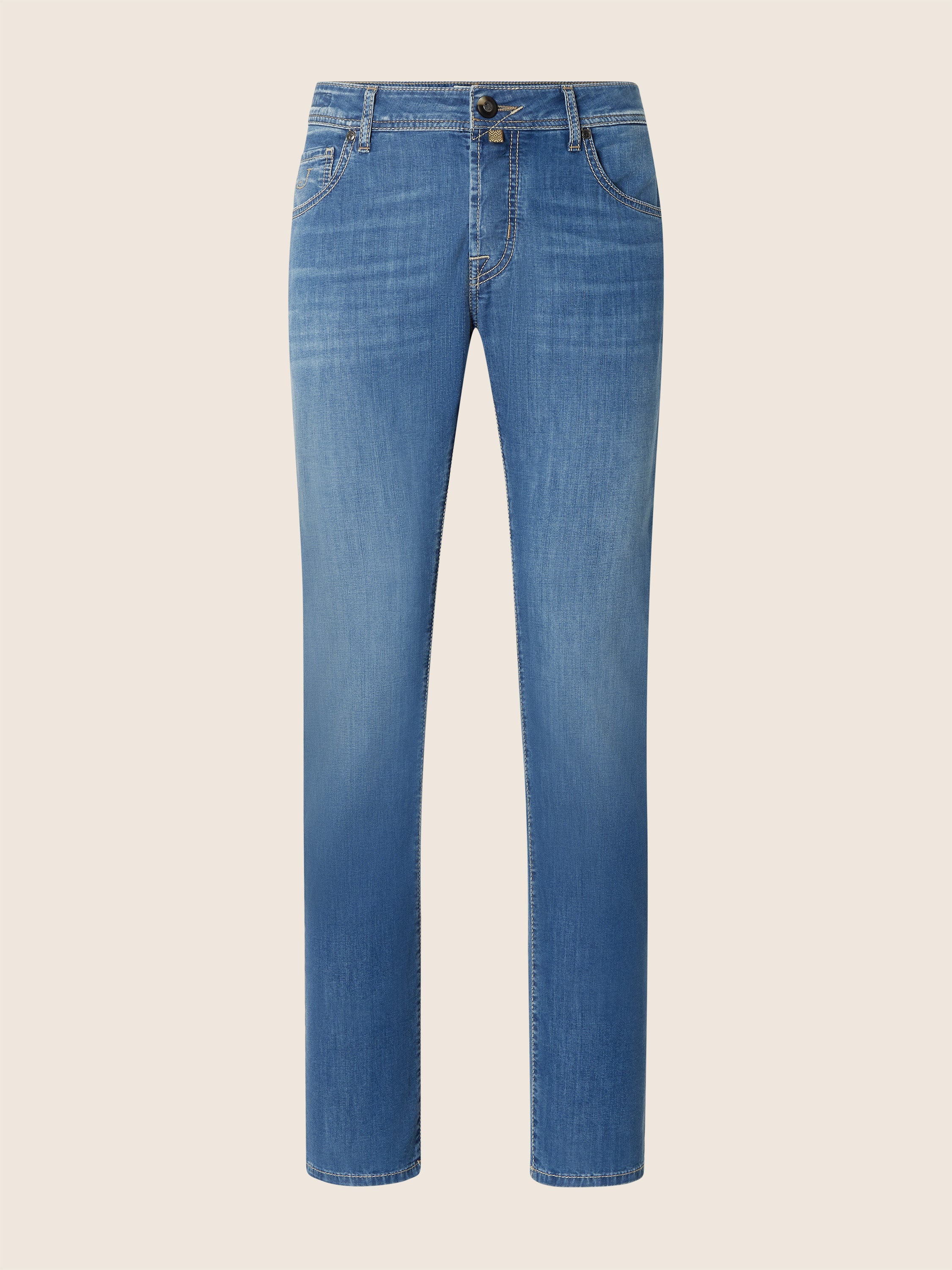 Nick Slim 5 Pocket Jeans in Medium Blue Power Stretch Denim with