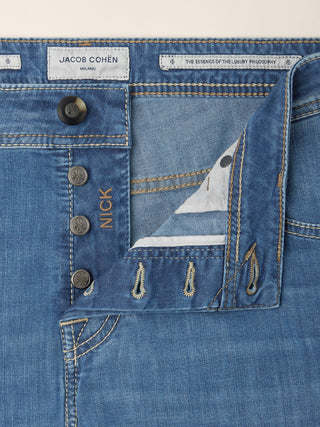 Nick Slim 5 Pocket Jeans in Medium Blue Power Stretch Denim with Vintage Wash 5