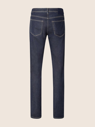Nick Slim 5 Pocket Jeans in Dark Blue Cotton and Silk Stretch Denim with Rinse Wash 3