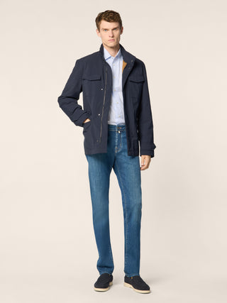 Jeans 5 tasche Nick slim in denim power stretch blu medio lavaggio stone 3