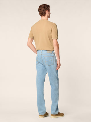 5-Pocket-Jeans Sean Relaxed Straight aus Denim mit hellblauen Streifen, Bleach-Waschung 4