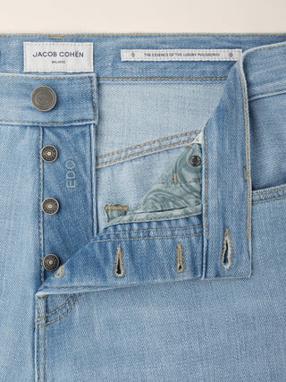 Edo Regular-Straight 5 Pocket Jeans in Light Blue Denim with Vintage Wash 5