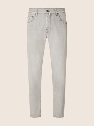 Jude Tapered 5 Pocket Jeans in Black Cotton and Lyocell Denim with Vintage Wash