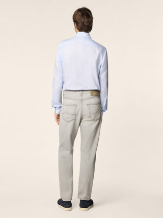 Jude Tapered 5 Pocket Jeans in Black Cotton and Lyocell Denim with Vintage Wash 4