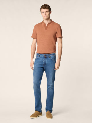 Bard Regular-Slim 5 Pocket Jeans in Medium Blue Comfort Denim 3