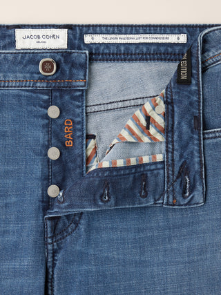 Bard Regular-Slim 5 Pocket Jeans in Medium Blue Comfort Denim 5