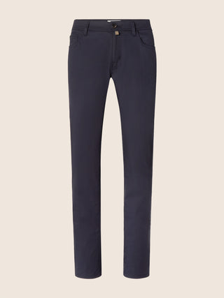Bard Fast Regular-Slim 5 Pocket Pants in Navy Blue Sea Island Cotton Stretch Twill 1