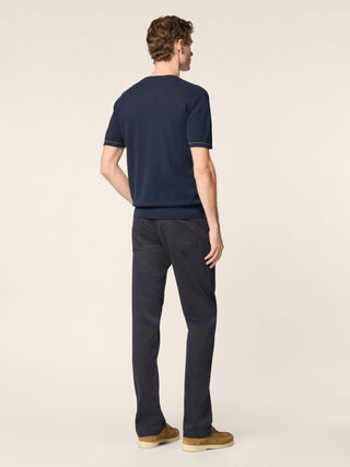 Short Sleeve Top in Navy Blue Combed Cotton 3