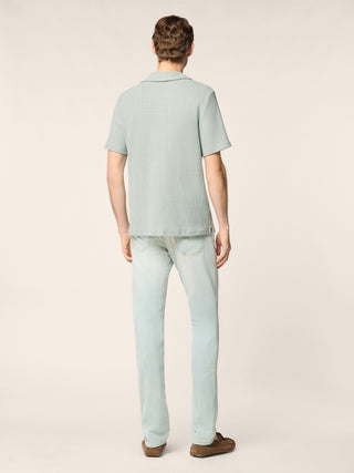 Polo Shirt in Acquamarine Blue Cotton and Solaro Linen 3