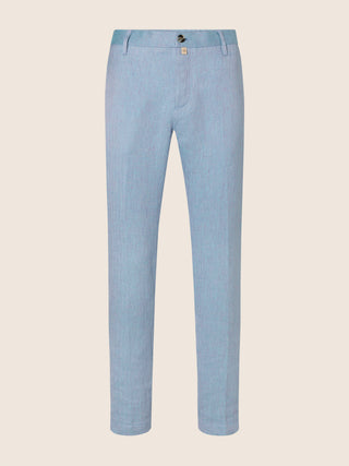 Gray Regular Chino Pants in Turquoise Solaro Linen