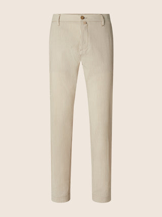Gray Regular Chino Pants in Sand and White Striped Wool Seersucker
