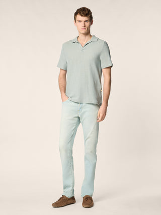Bard Regular-Slim 5 Pocket Jeans in Light Blue Power Stretch Denim with Vintage Wash 3