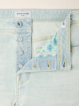 Bard Regular-Slim 5 Pocket Jeans in Light Blue Power Stretch Denim with Vintage Wash 5