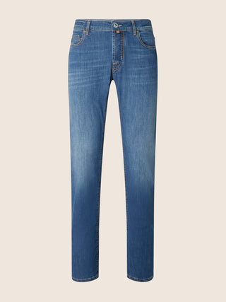 Jeans 5 tasche Bard regular-slim in denim power stretch blu medio lavaggio vintage