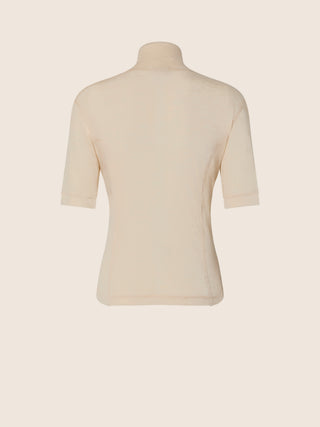 Mock Neck T-shirt in Cream Cashmere and Silk Jersey 2