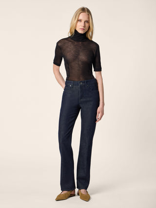 Mock Neck T-shirt in Black Cashmere and Silk Jersey 2