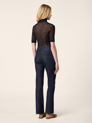 Mock Neck T-shirt in Black Cashmere and Silk Jersey 3
