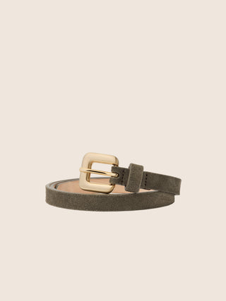 Slim Belt in Forest Green Suede