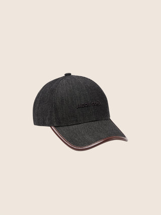 Baseball Cap in Denim with Rinse Wash and Nappa Leather Trims 1