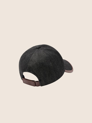 Baseball Cap in Denim with Rinse Wash and Nappa Leather Trims 2