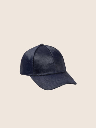 Baseball Cap with Night Blue Calf-Hair Visor 1