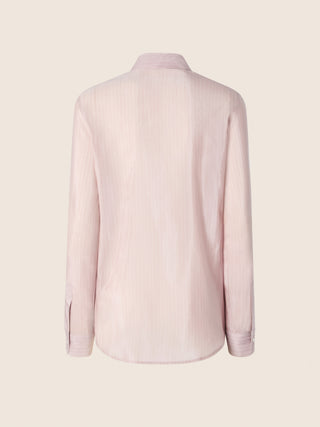 Shirt in Antique Pink and White Pinstriped Cotton and Silk Voile 3