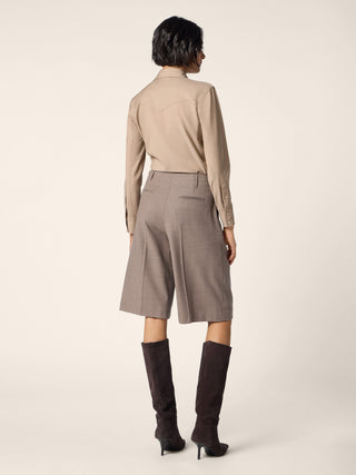 Western Shirt in Camel Brown Lightweight Wool-Cashmere Canvas 3