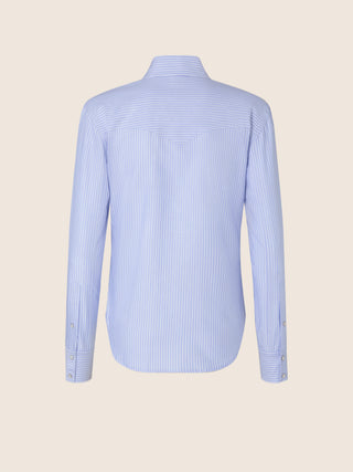 Western Shirt in Lightweight Cotton Batavia in Light Blue and White 2