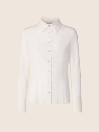 Shirt in White Stretch Crêpe de Chine
