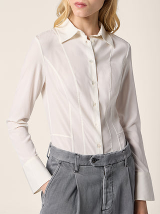 Shirt in White Stretch Crêpe de Chine 4