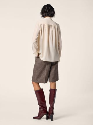 Bow-Tie Shirt in Cream Silk Crêpe de Chine 3
