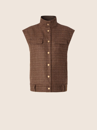 Reversible Vest in Brown Cashmere and Wool Prince of Wales and Cotton 1