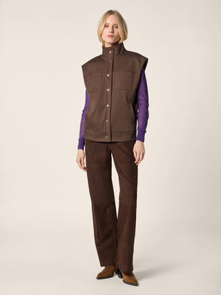 Reversible Vest in Brown Cashmere and Wool Prince of Wales and Cotton 2